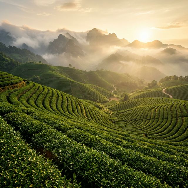 Sri Lankan tea plantation landscape